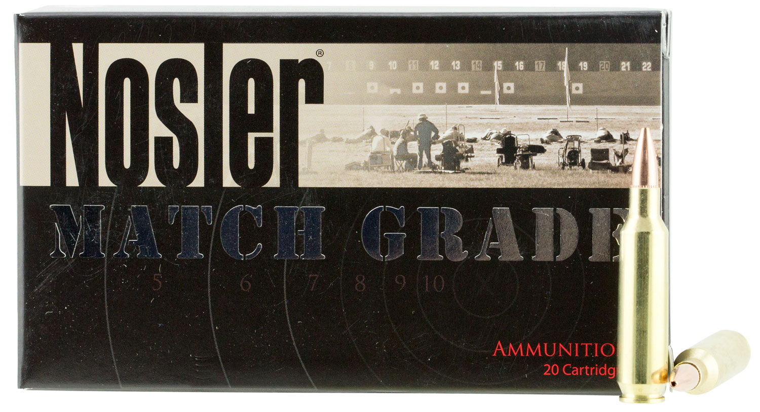 Nosler Custom Competition Match Grade Rifle Ammunition .22 Nosler 77 gr OTM 2950 fps 20/ct - No Credit Card Fees - Low, flat rate shipping
