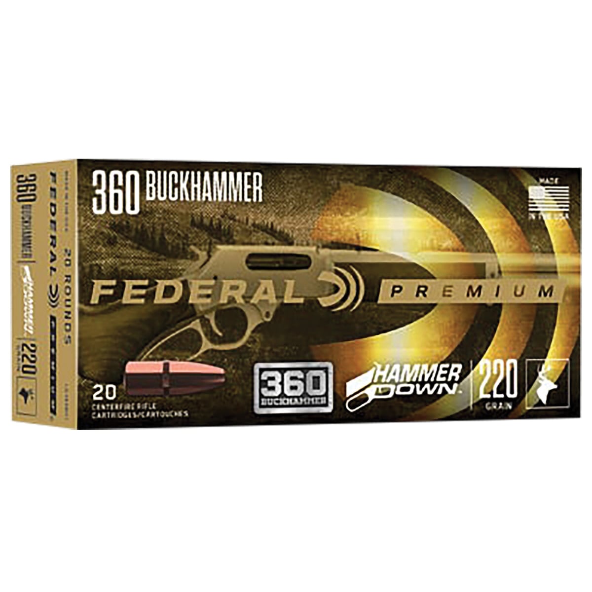 Federal Premium HammerDown 360 BHMR 220 gr Bonded SP 20rds Rifle Ammo for Big Game - LG360BH1