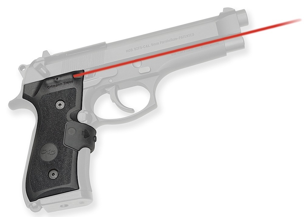 Crimson Trace MIL-SPEC Front Activation Replacement Laser Grip for Beretta 92/96/M9 Pistols, Black - LG-402M