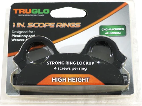 TRUGLO RINGS 1" HIGH MATTE - PICATINNY/WEAVER W/4 SCREWS