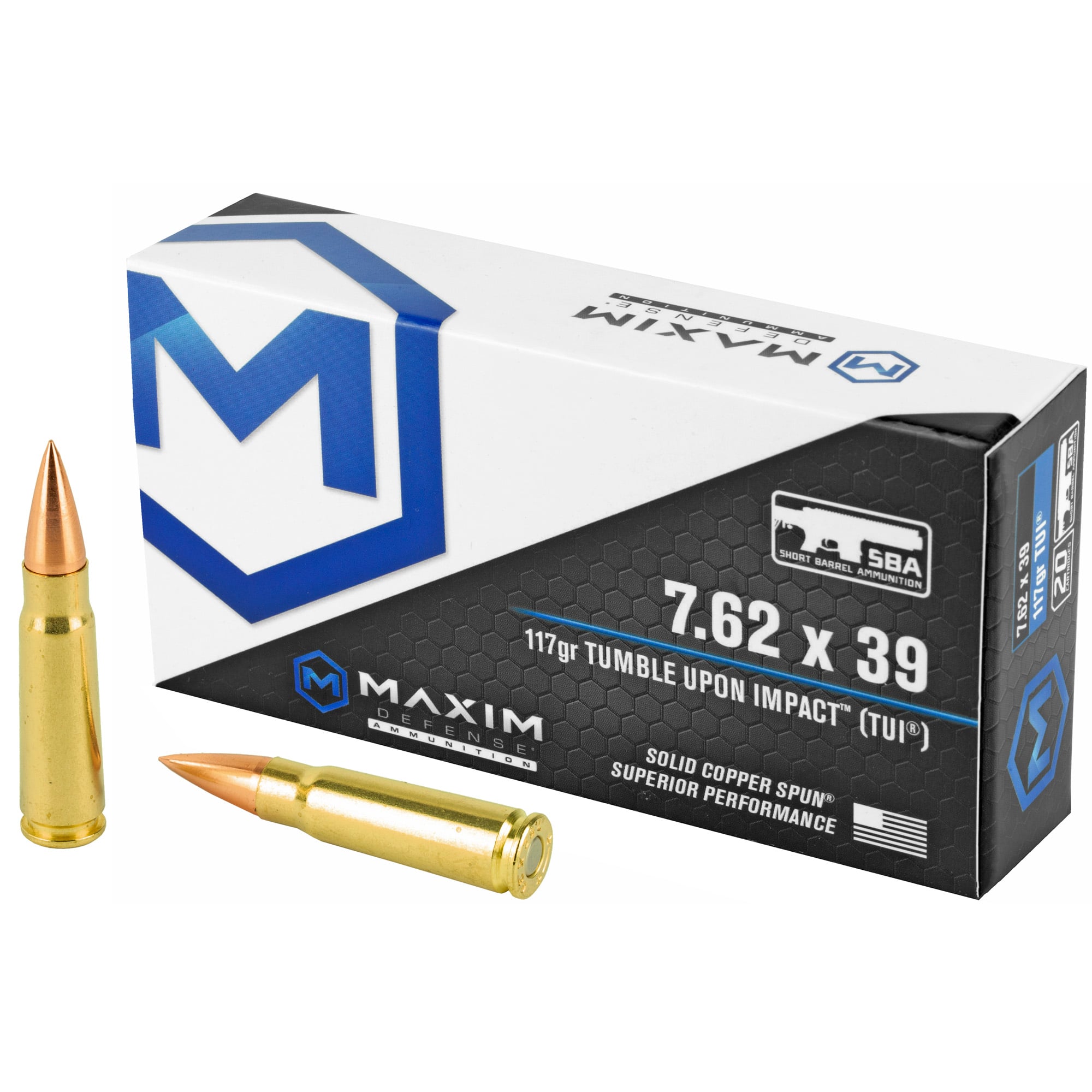 Maxim Defense 7.62x39mm Ammunition, 20 Rounds Solid Copper 117Gr - MXM49003