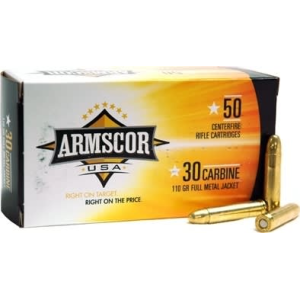 Armscor USA 30 Carbine 110gr FMJ 50 Rounds Brass Case