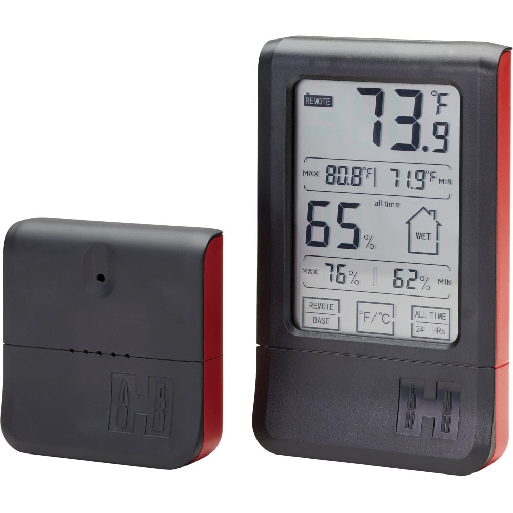 Hornady 1" x 3.25" x 5" Wireless Touchscreen Hygrometer, Black