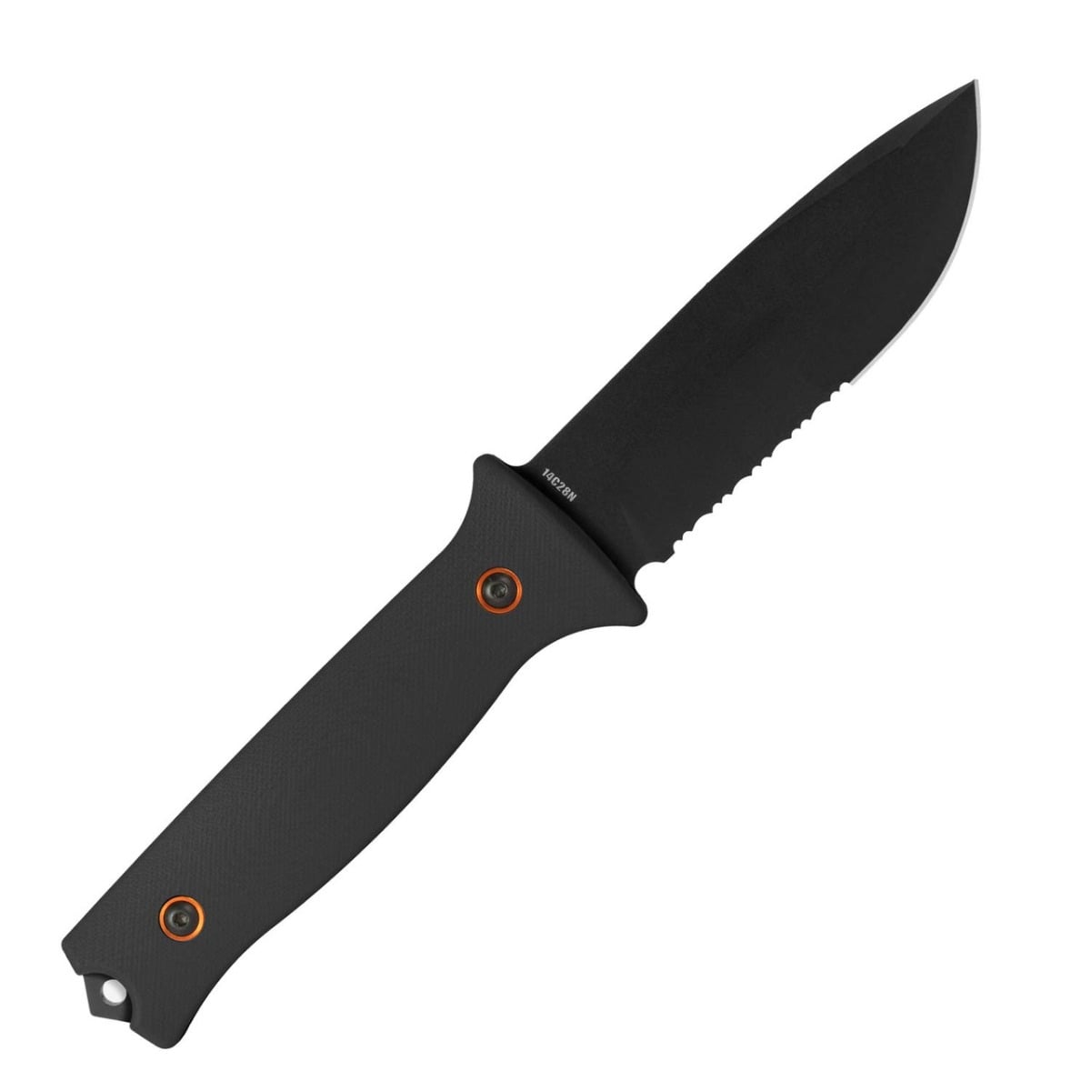 704 Gear Rogue Fixed Blade Drop Point Knife Serrated, Black - FR-B-14