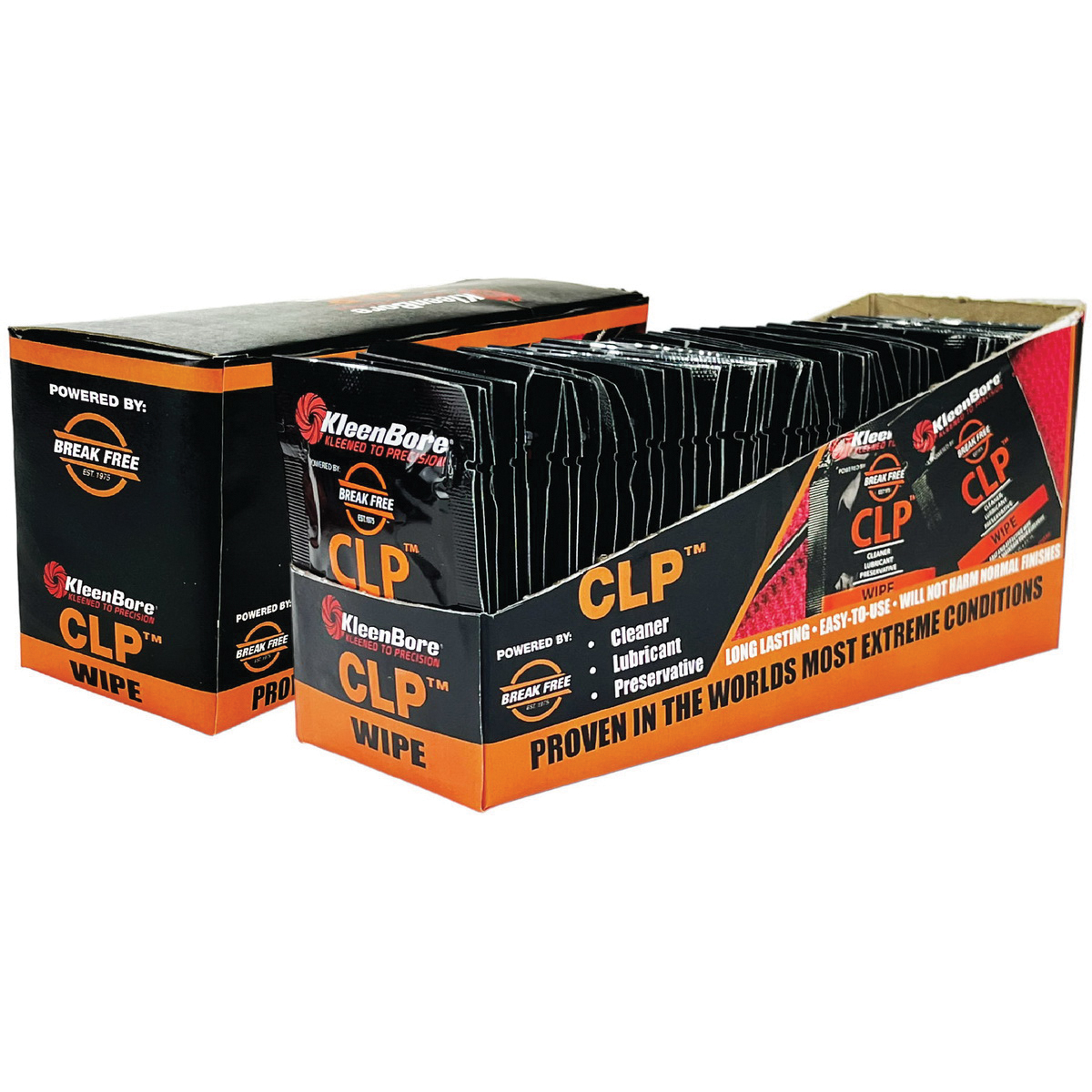KleenBore Breakfree 5" x 7.75" CLP Wipes, Pack of 50