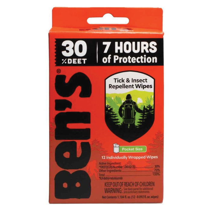 Ben's Tick and Insect Repellent Wipes, Pack of 12