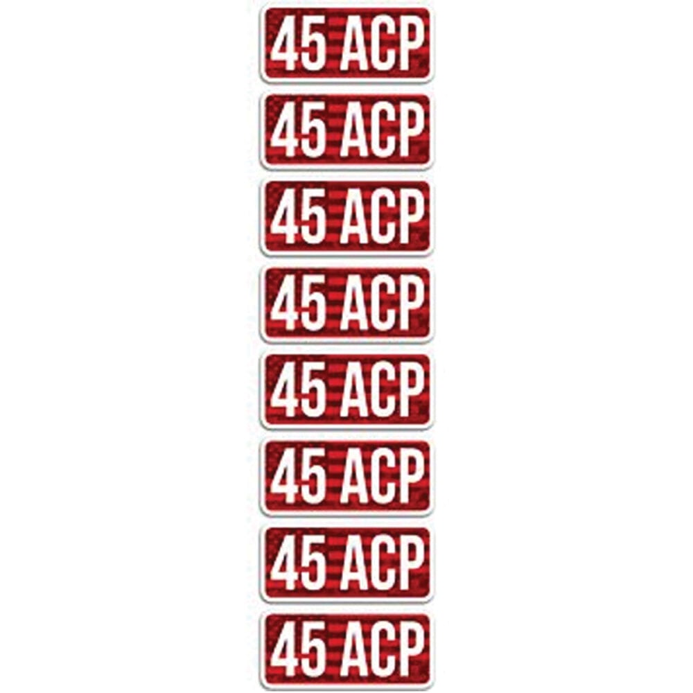 MTM Case Gard .45 ACP 2.25" L Ammo Caliber Label, Red/White Pack of 8