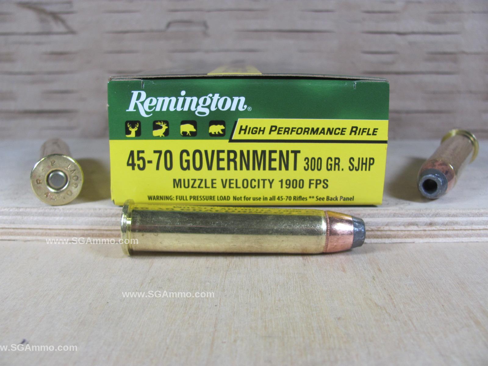 200 Round Case – 45-70 Government 300 Grain SJHP Full Pressure Remington High Performance Ammo – R4570L1