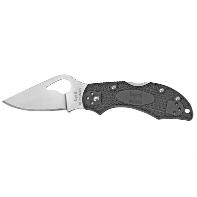 Spyderco Byrd Robin 2 Plain Edge Lightweight Folding Knife, Black - BY10PBK2