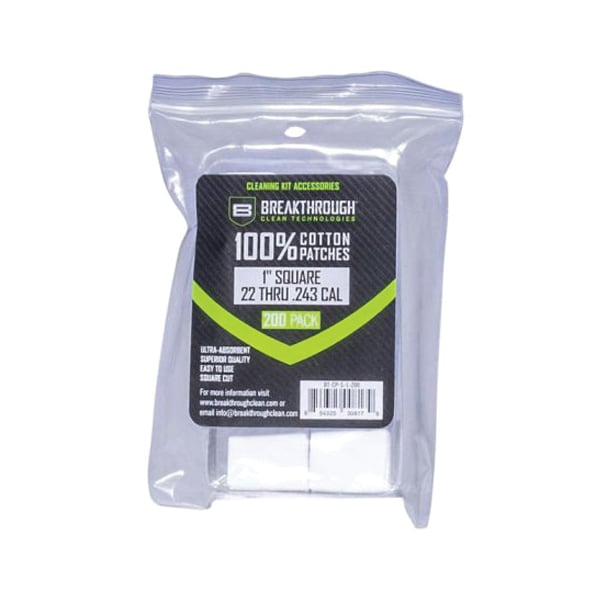 Breakthrough Clean 100% Cotton Square Patches 1" x 1", White - BT-CP-S-1-200