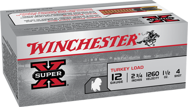 Winchester 12 Gauge Super-X Turkey X12MT4 2-3/4" 1-1/2oz #4 Copper Shot 1260fps - X12MT4