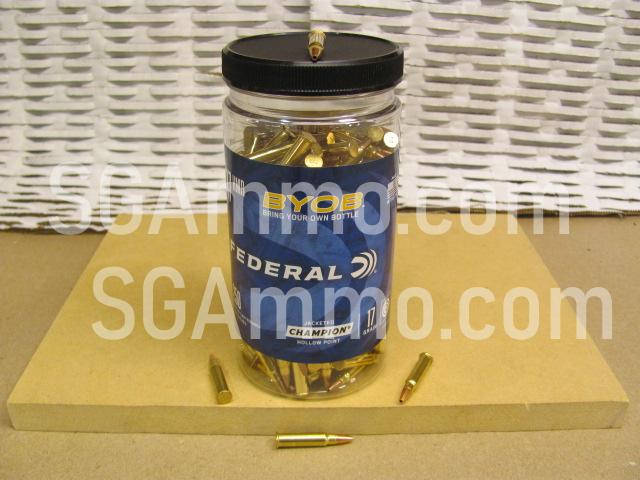 250 Round Bottle – 17 HMR 17 Grain JHP Federal Ammo – 770BTL250