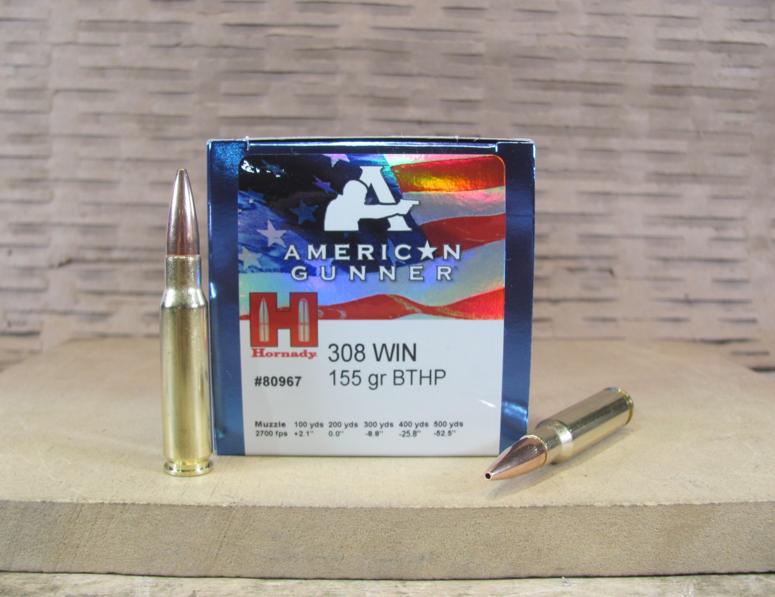 50 Round Box – 308 Win 155 Grain BTHP Hornady American Gunner Ammo – 80967