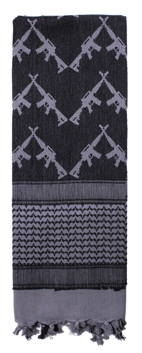 Rothco Crossed Rifles Shemagh Tactical Desert Keffiyeh Scarf - Grey