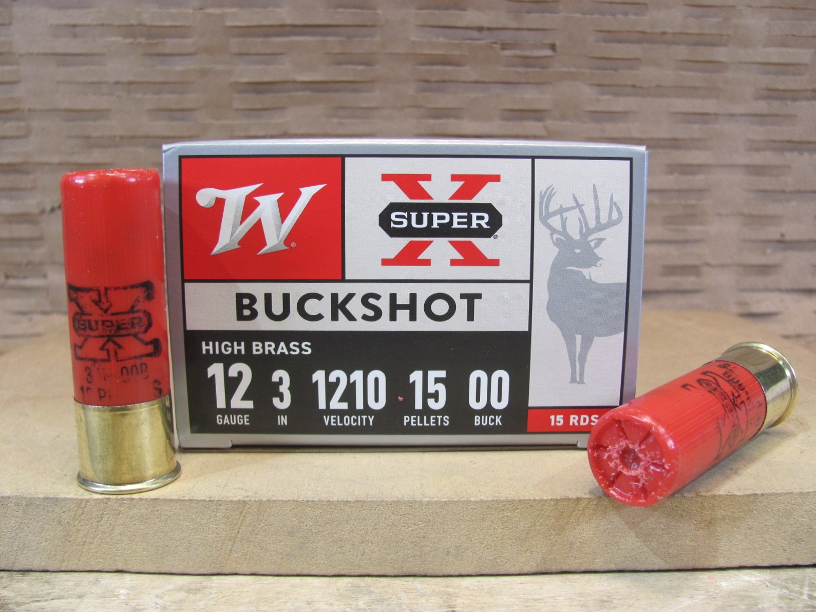15 Round Box – 12 Gauge 3 Inch 1210 FPS 15 Pellet 00 Buck Winchester Ammo – XB12300VP