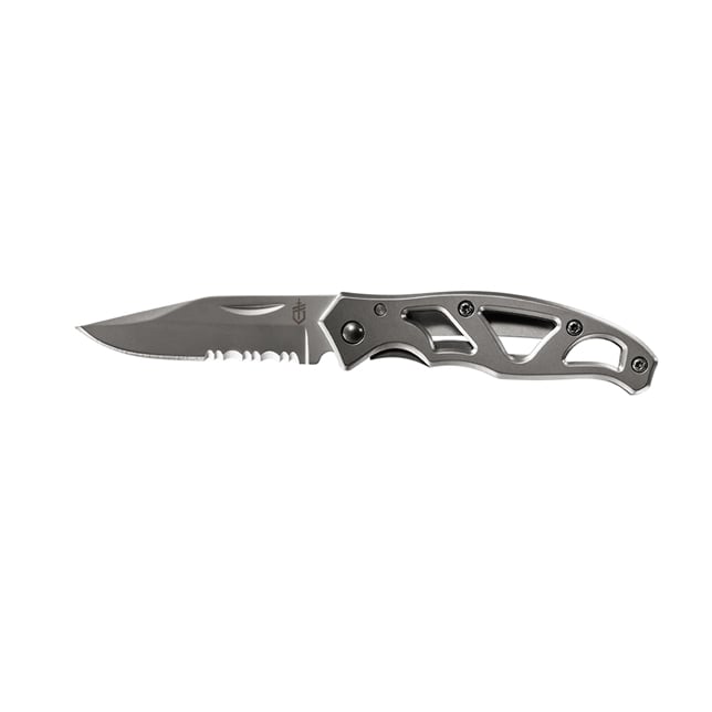 Gerber Mini Paraframe Folding Clip Point Knife Serrated, Stainless - 22-48484