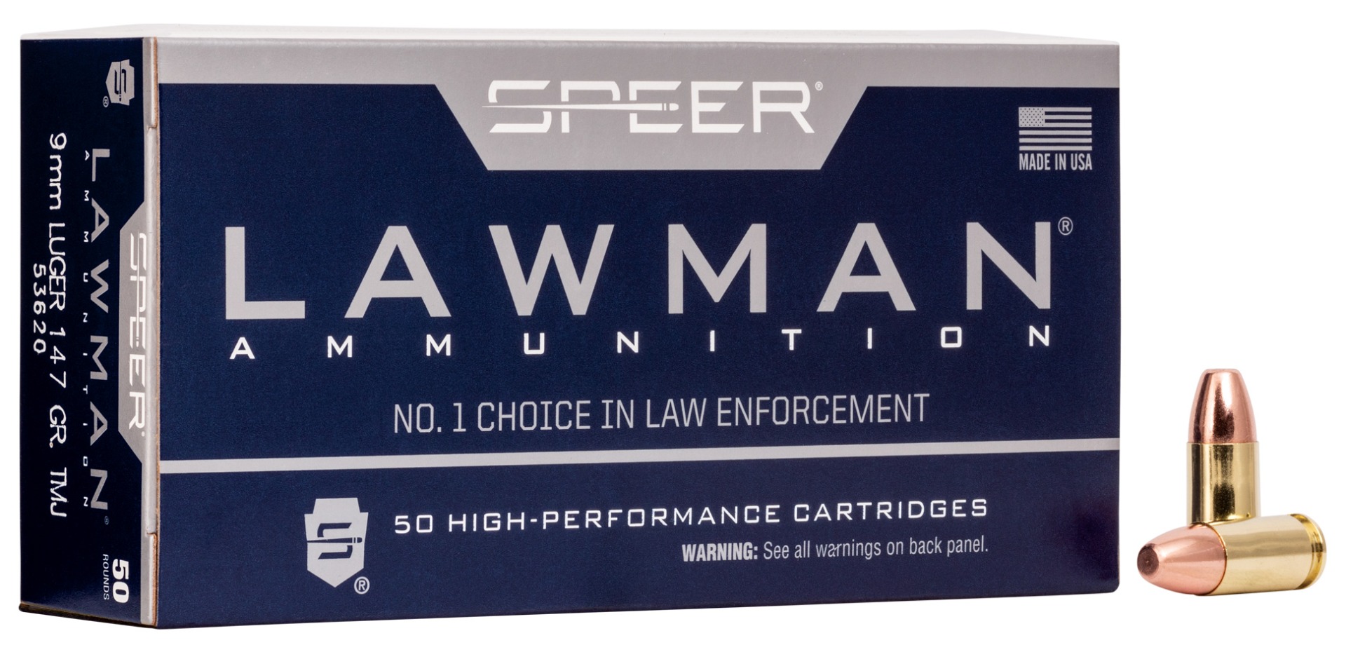 Speer Lawman Training 147 gr Total Metal Jacket 9mm Ammo, 50/box - 53620