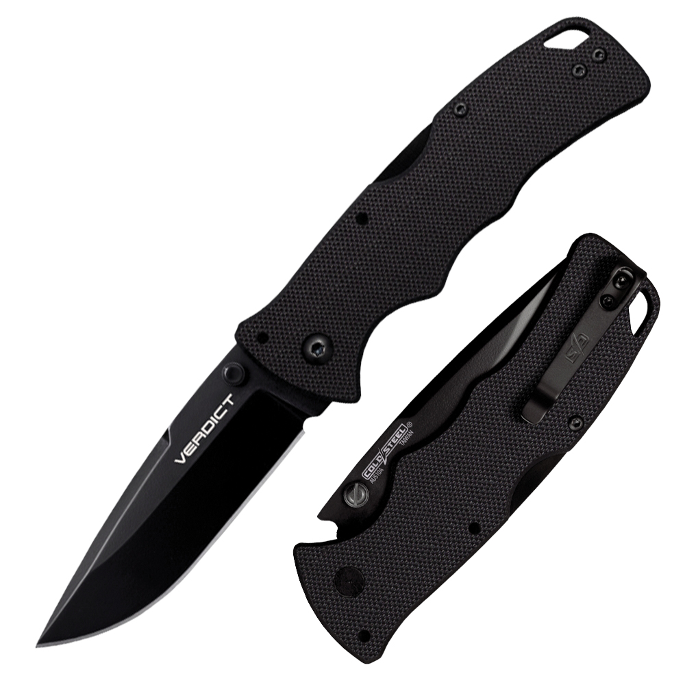 Cold Steel Verdict Folding Knife Spear Point Black - Secure Lockback, Ideal for EDC and Tactical Use - CS-FL-C3SP10A