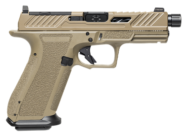XR920, 9mm, FDE Frame, Elite Slide Optic FDE, Spiral Threaded Barrel Black, SS Rod, Black Serr