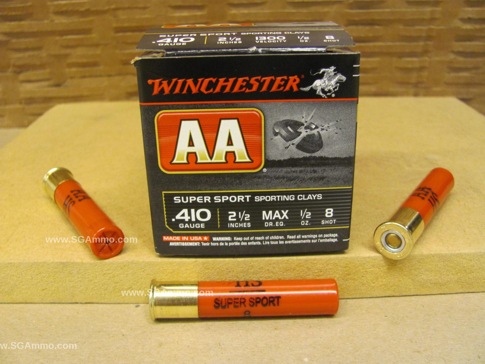 250 Round Case – 410 Gauge 2-1/2 Inch 1/2 Oz. Number 8 Shot Winchester AA Ammo – AASC418