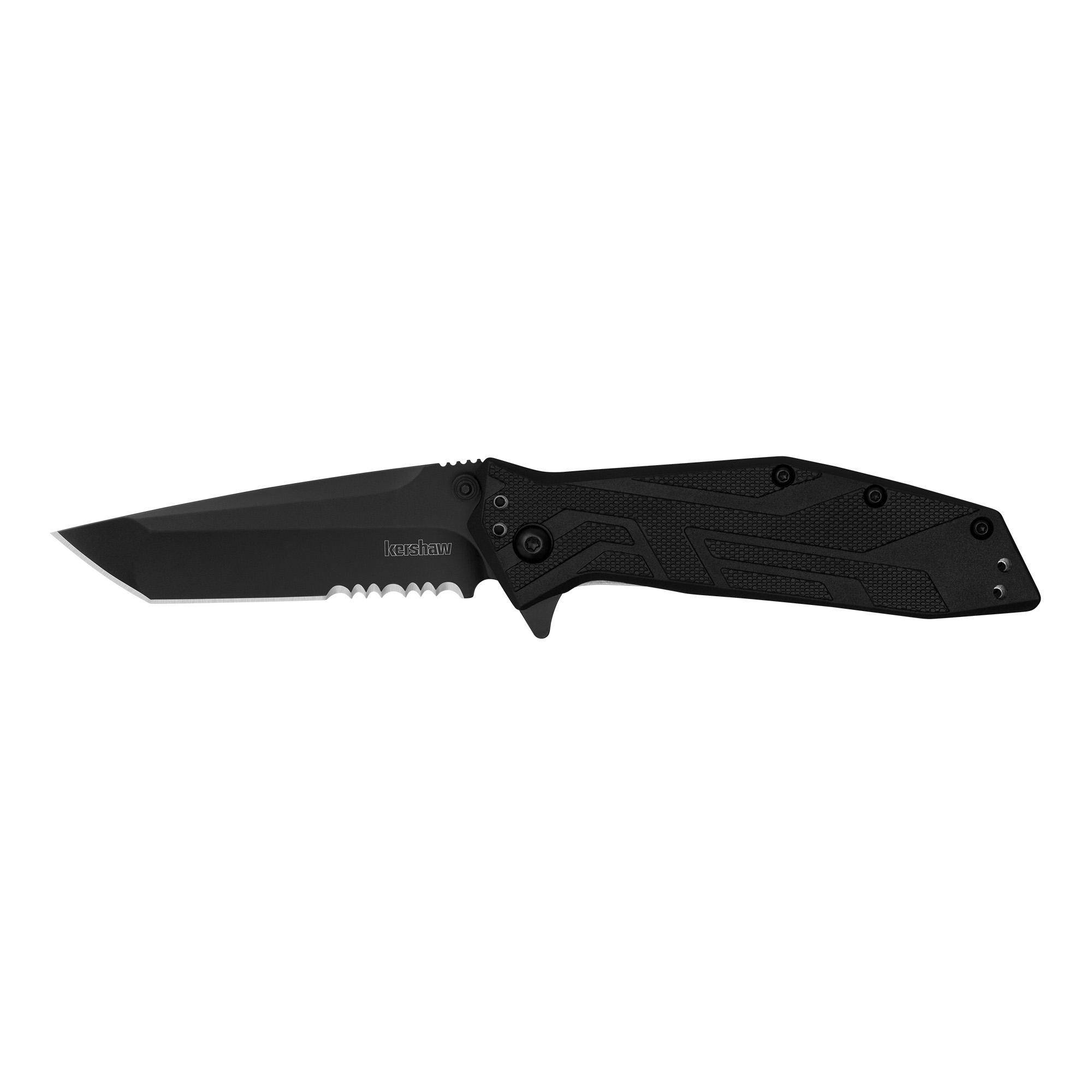 Kershaw Brawler Assisted Opening Knife - 3" Serrated Tanto Blade  Black