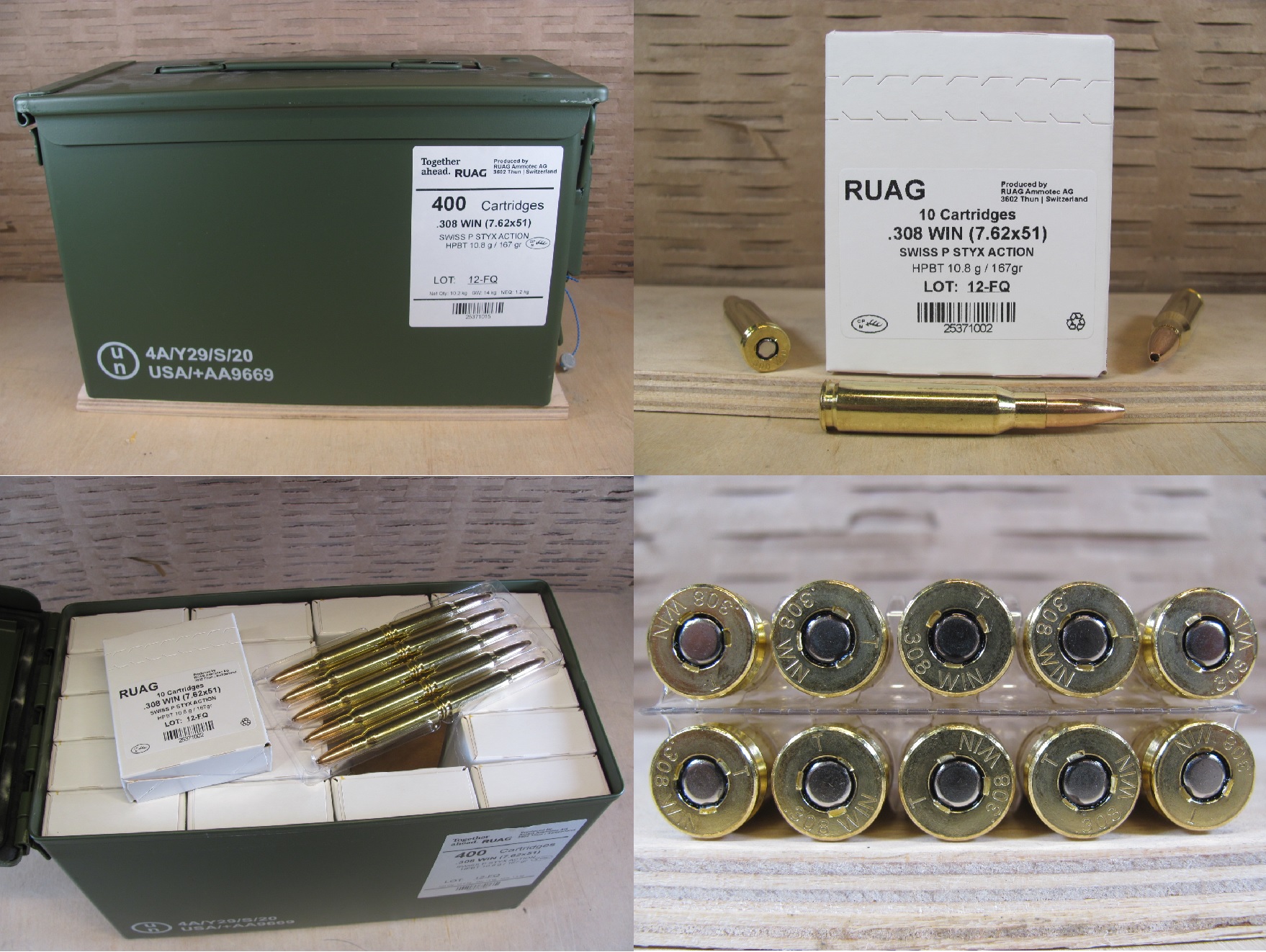 400 Round Canister – 308 Win (7.62×51) 167 Grain Hollow Point Boat Tail Swiss P STYX Action Ammo By Ruag