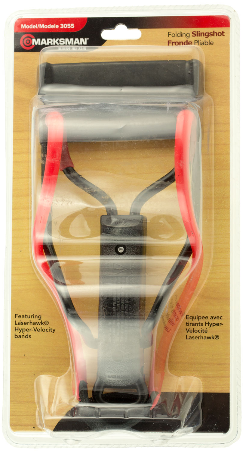 Marksman Laserhawk II Talon Grip Folding Slingshot, Black/Red - 3055