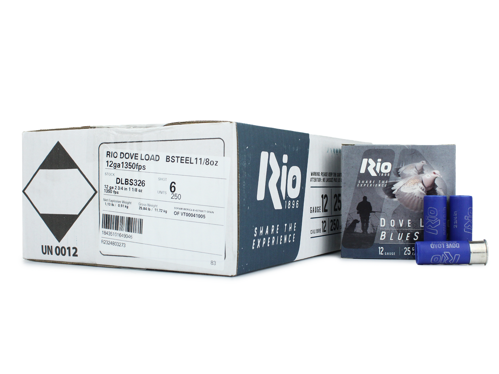 Rio Dove Load BlueSteel 12 Gauge 2 3/4" 1 1/8 oz #6 Steel Shot (Case)