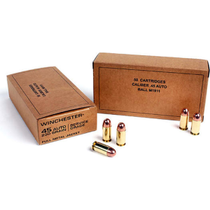 Winchester Ammo Brown Box Military Service Grade .45 ACP 230 GR Full Metal Jacket - 50rd Box