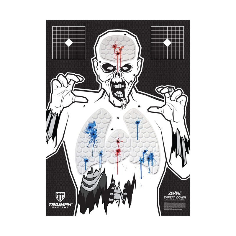 Triumph Systems Threat Down Zombie Reactive Splatter Range Target, Black/White