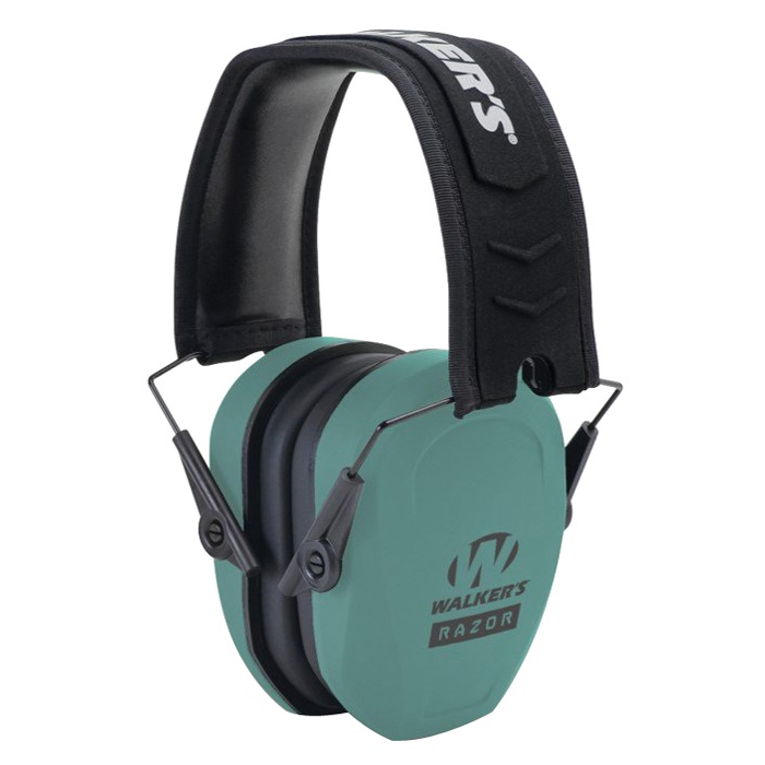 Walker Razor Slim Polymer Passive Earmuff Adult/27 dB, Black/Teal - GWP-RSMPAS-TL