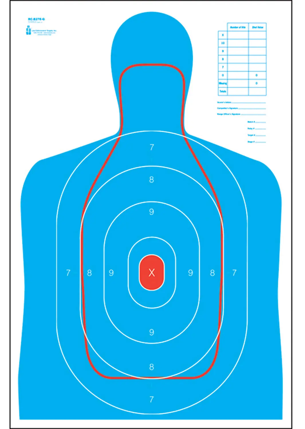 Action Target RCB27EQ100 Qualification B-27E FBI Q Combo Silhouette Hanging Paper 23" x 35" Blue/White 100 Per Box