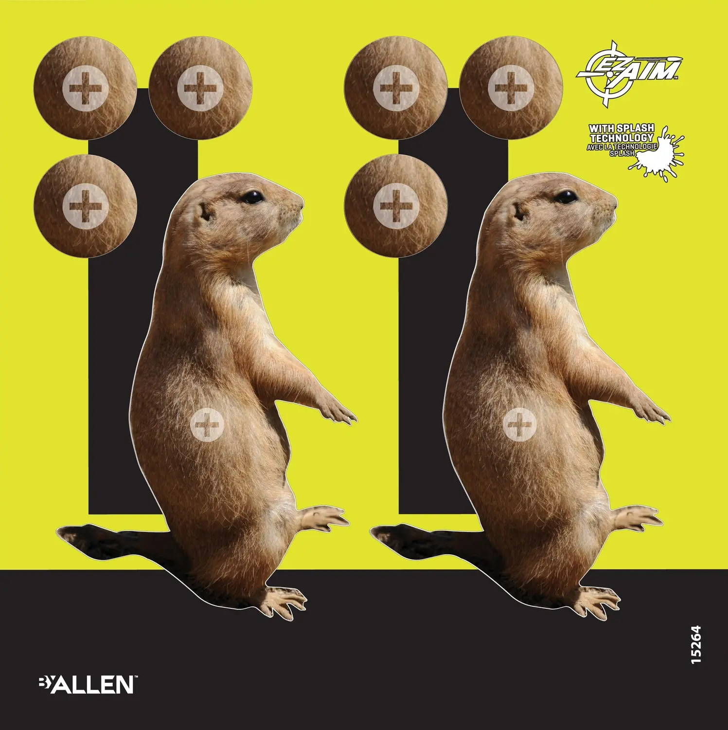 Allen 15264 EZ Aim Splash Reactive Target Prairie Dog Hanging Paper 8"x8" Multi-Color 6Pack