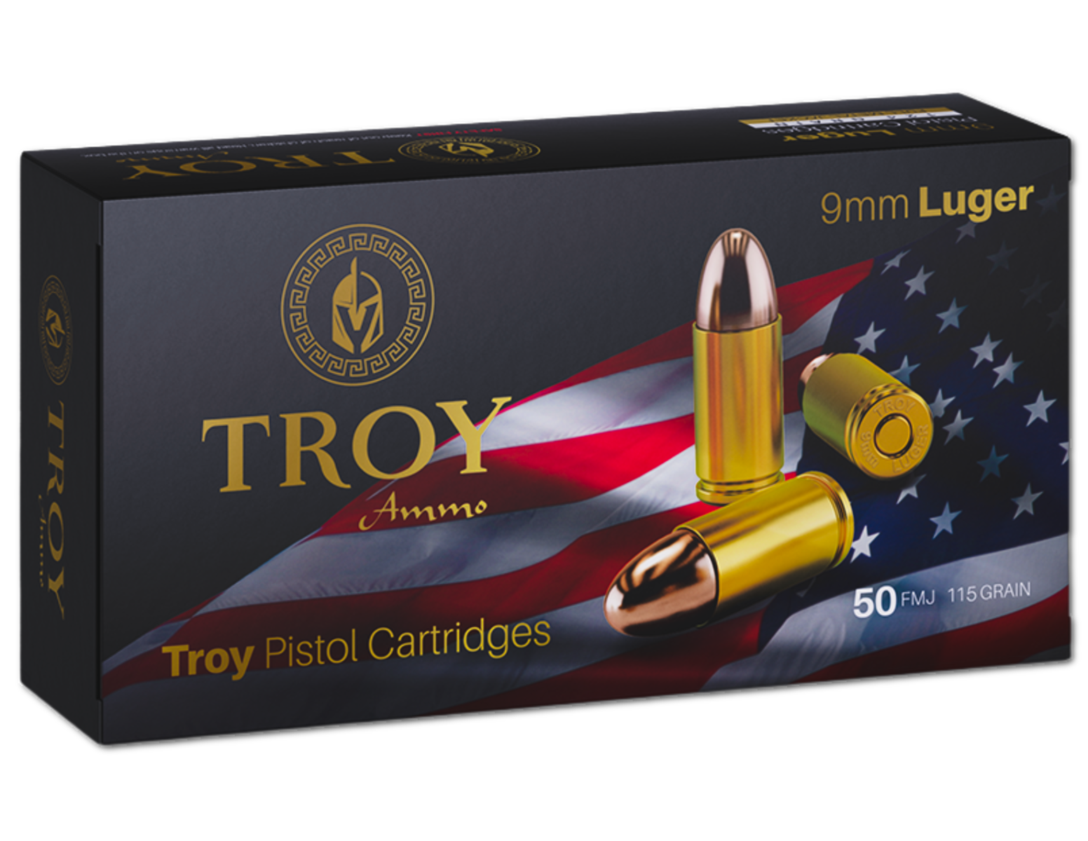 TROY 9MM 115GR FMJ, 50rds - YTR9M115FMJ