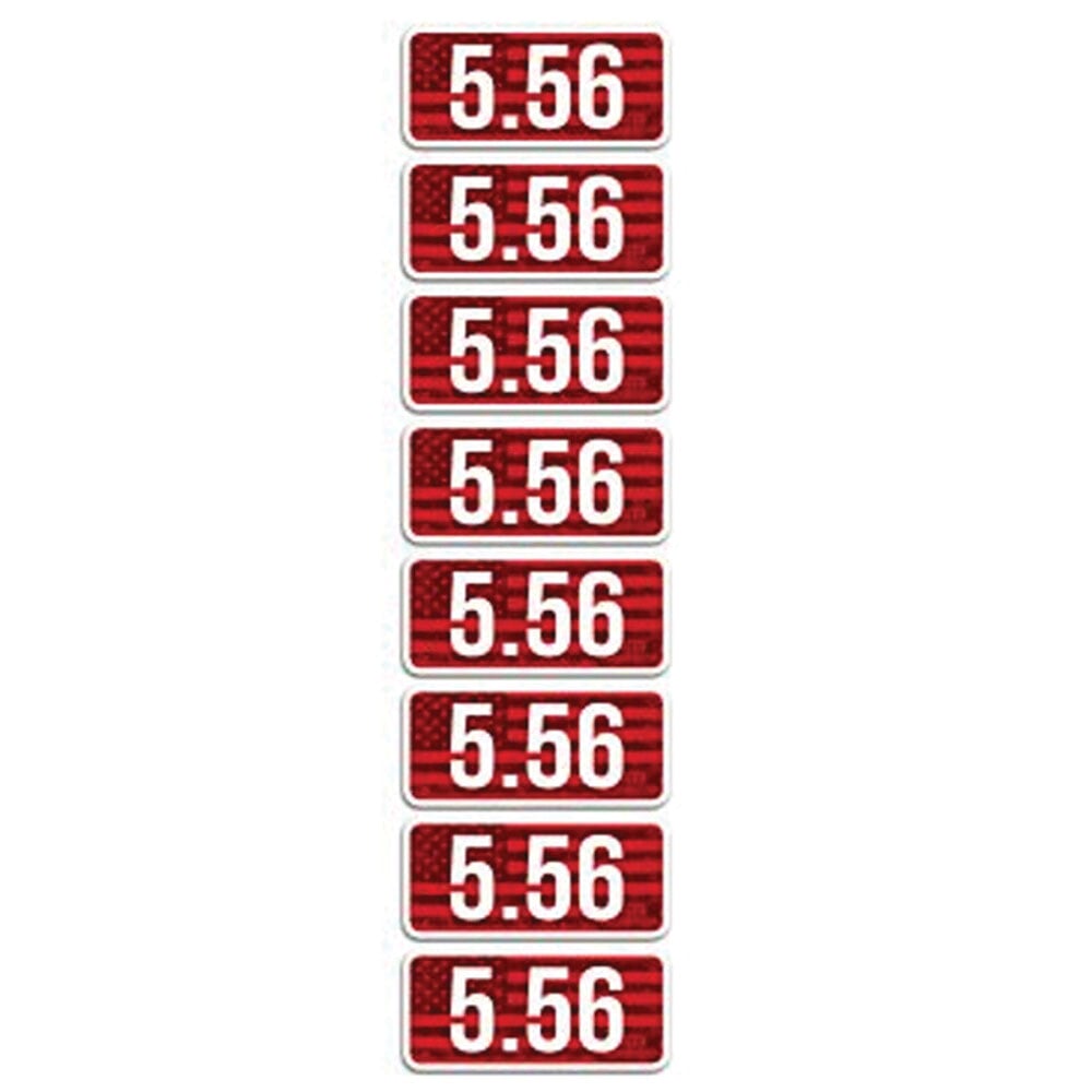 MTM Case Gard 5.56x45mm 2.25" L Ammo Caliber Label, Red/White Pack of 8