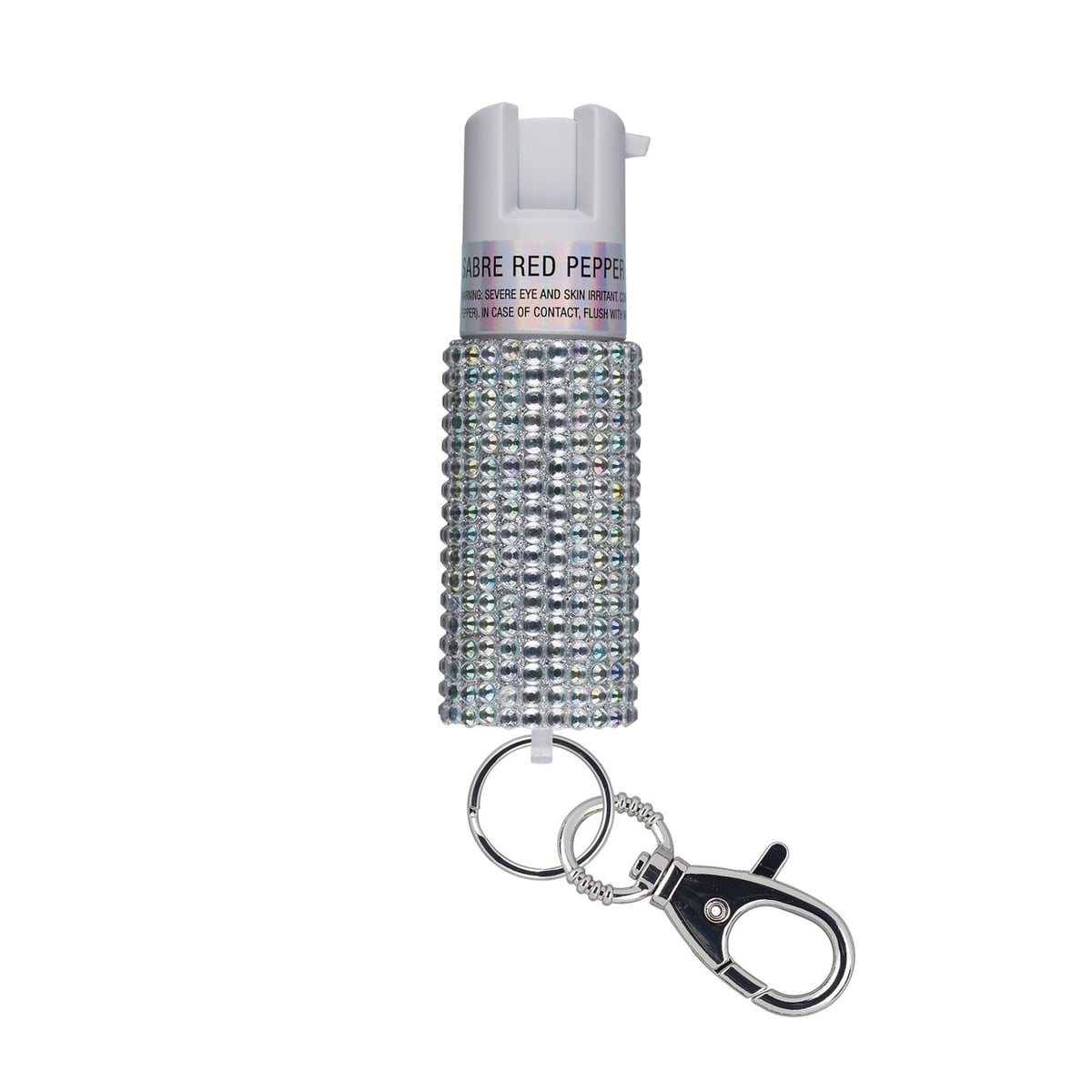 Sabre Pepper Spray w/Jeweled Design and Snap-Clip, 0.54 oz Silver