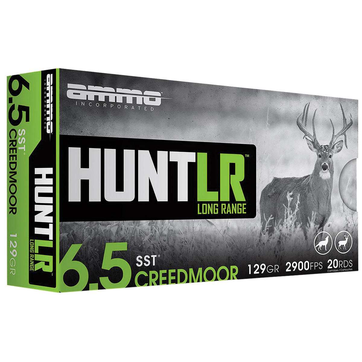 Ammo Inc Hunt Long Range 6.5 Creedmoor 129 gr SST 20rds Rifle Ammo for Superior Shock Tip and Extended Range - 65CM129SSTA20