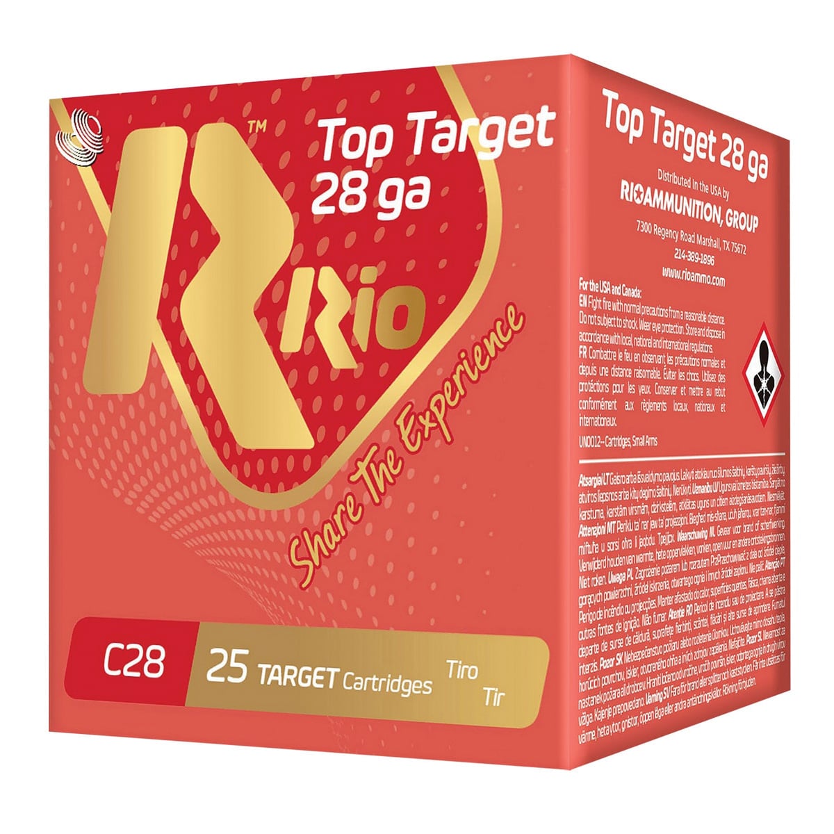 Rio Outdoors Corp Top Target 28 Gauge 2-3/4" #9 3/4 oz 25rds Shotshell - Precision Target Load for Competition - RC289