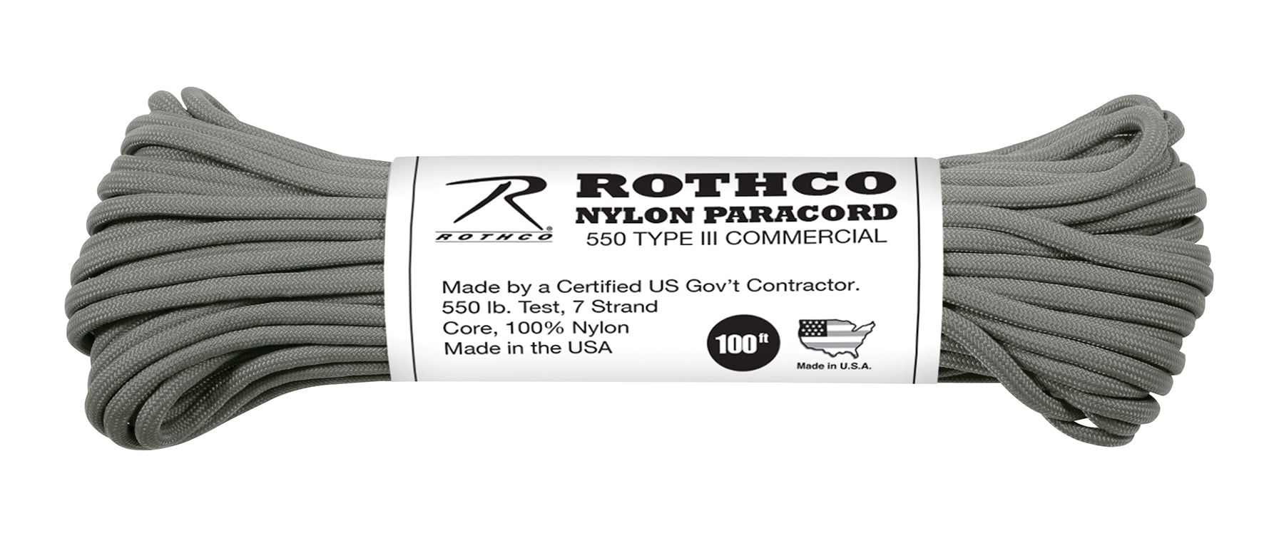 Rothco Nylon Paracord Type III 550 Lb - Foliage Green, 100