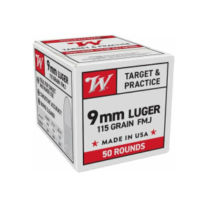 Winchester Ammo W9MM50 9mm 115 gr, Full Metal Jacket (FMJ) 50 Per Box/ 10 Cs - 50rd Box