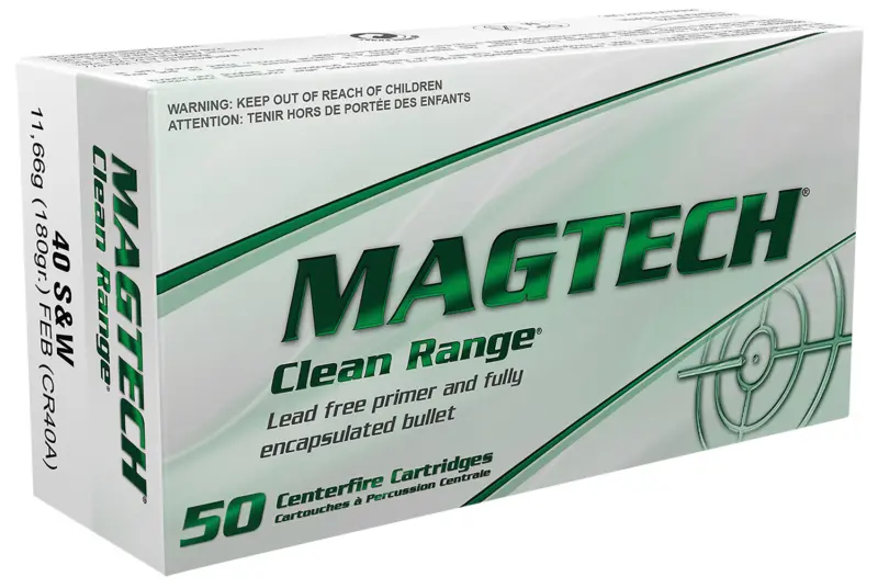 Magtech CR40A Clean Range 40S 180gr Fully Encapsulated Bullet Flat 50 Per Box/20 Case