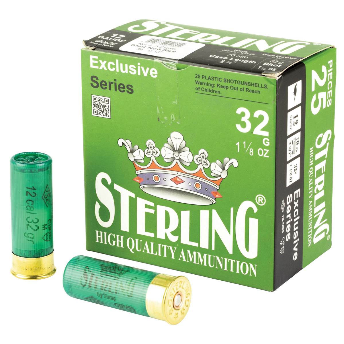 Sterling Exclusive 12 Gauge 2-3/4" #4 Bird 1-1/8 oz 25rds Shotshell - Powerful Birdshot for Larger Game - 8698779950804