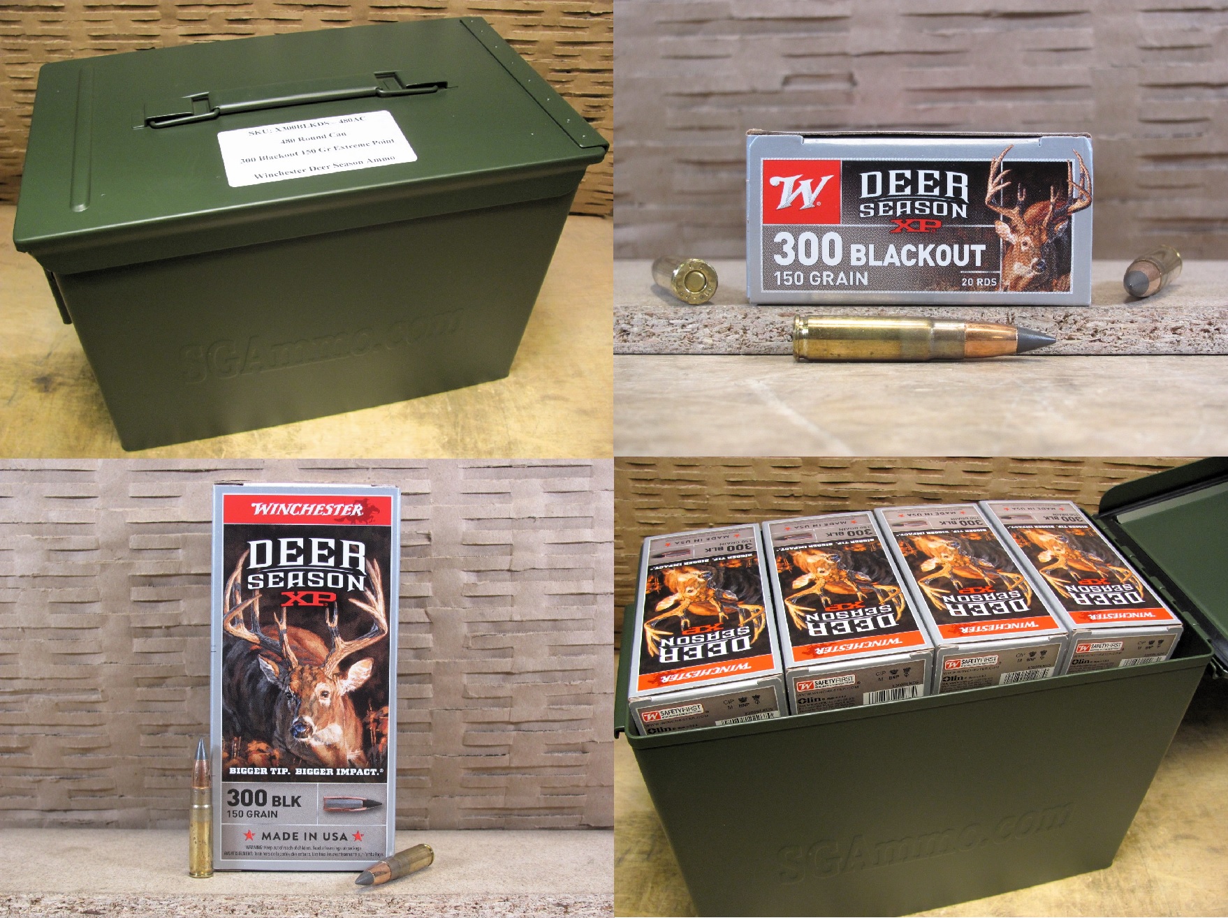 480 Round Can – 300 Blackout 150 Grain Winchester Deer Season XP Extreme Point Ammo – X300BLKDS – Packed in PA108 SAW Canister