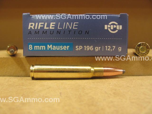 20 Round Box – 8mm Mauser Soft Point 196 Grain Prvi Partizan Ammo – PP8S