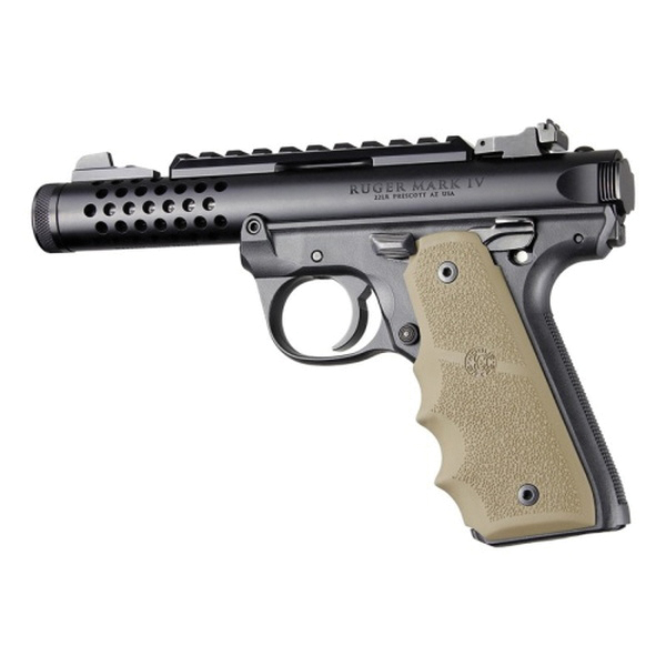 Hogue Grip w/Finger Groove Fits Ruger MK IV 22/45, Flat Dark Earth