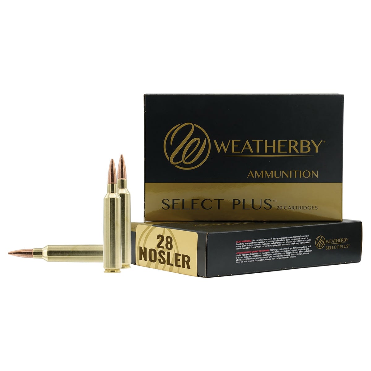Weatherby Select Plus Rifle Ammunition 28 Nosler 163gr Hammer Custom 3175 fps 20/ct - Flat Rate Shipping Under 30lbs! - No Credit Card Fees
