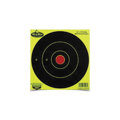 Birchwood Casey Dirty Bird Target 6" Yellow Round Bullseye, 16 Pack - BC-35906