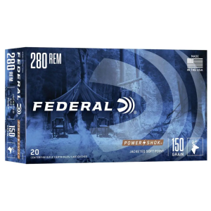 Federal 280B Power-Shok  280 Rem 150 gr Jacketed Soft Point (JSP) 20 Bx/ 10 Cs