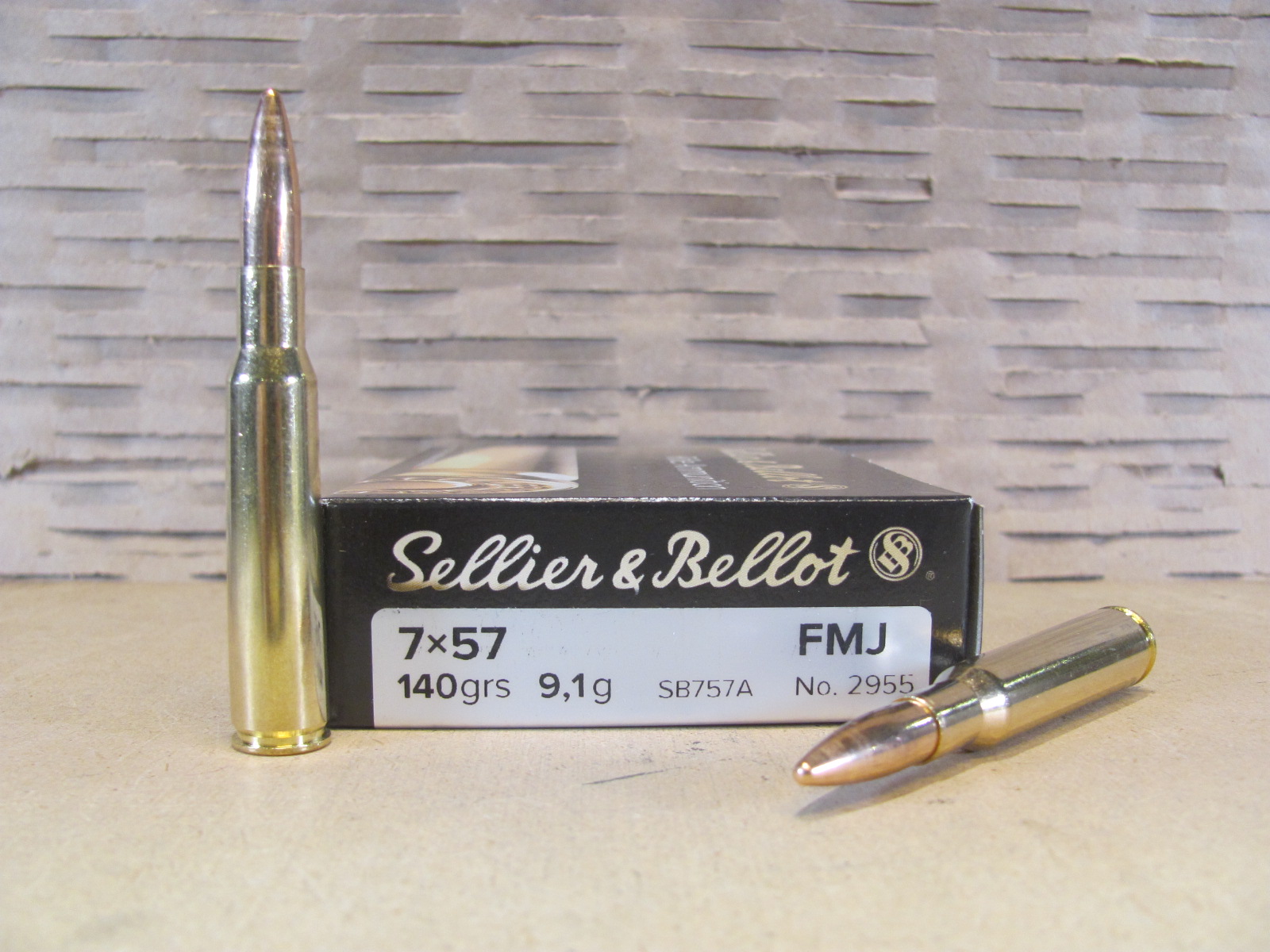 20 Round Box – 7×57 Mauser 140 Grain FMJ Sellier Bellot Ammo – SB757A