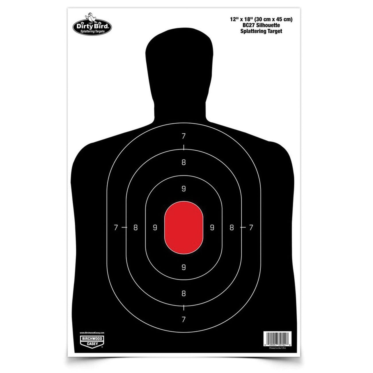 Birchwood Casey Dirty Bird 12" x 18" Silhouette BC27 Splatter Target, Black, 8/pack - 35707
